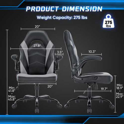 Ergonomic Office Computer Home Gaming Desk Chair Adjustable PU Leather Racing Chair Flip-up Armrest For Christmas Furniture - luxuryhomedecoridea.com
