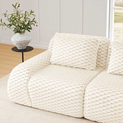 Modern Modular Sectional Sofa for Living Room,Flannelette Fabric,Oversized 3-Seater Couch,boneless sofa,Deep Seat,Buckle connection,Anti-slip Design,No Assembly,Cream - luxuryhomedecoridea.com