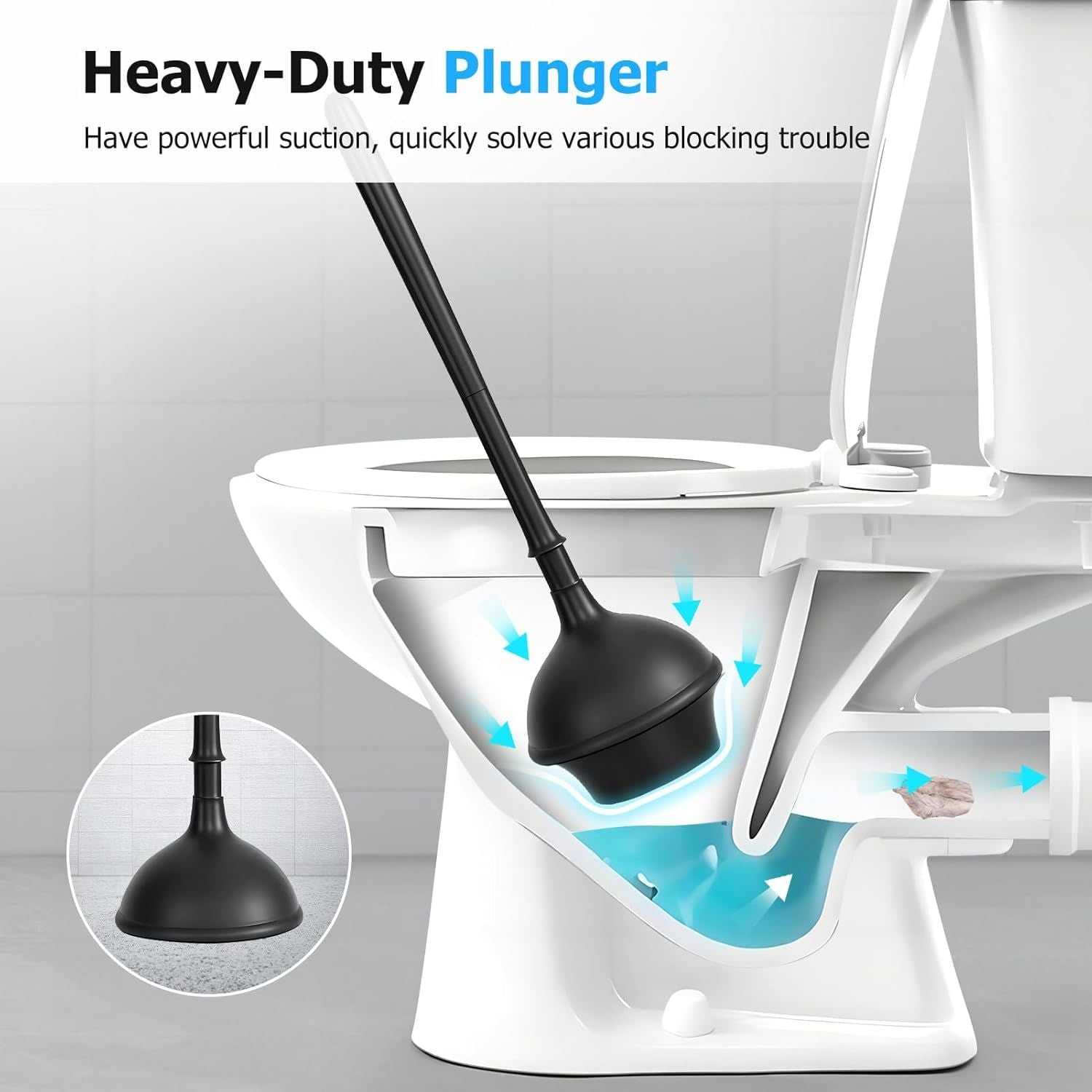 2 in 1 toilet plunger and brush set, extended handle plunger, toilet brush plunger set, bathroom cleaning tools, toilet brush plunger combination, cleaning brush, bathroom cleaning supplies (black) - luxuryhomedecoridea.com