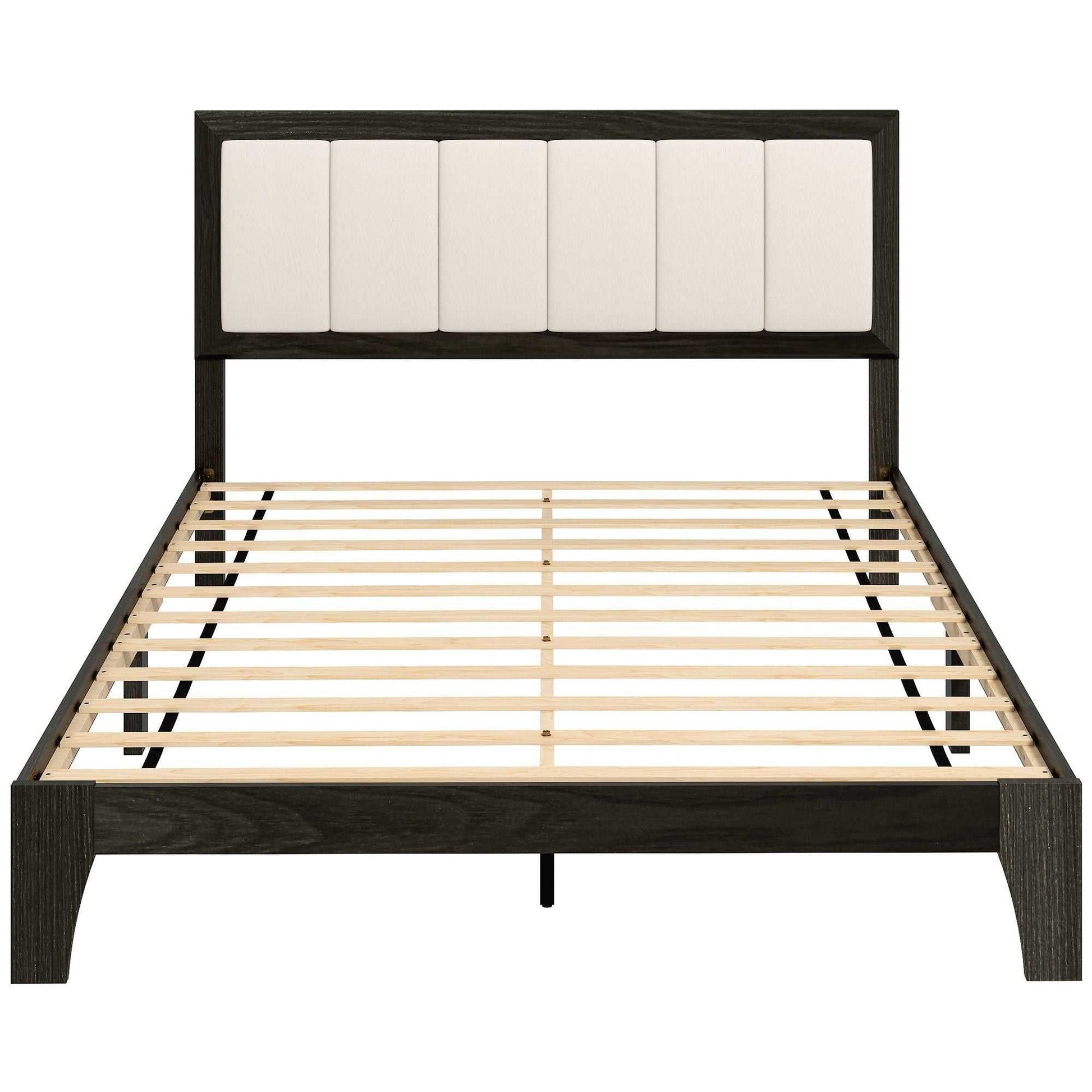 Full Bed Frame with Headboard Full Size Platform Bed Frame with Wooden Slats No Box Spring Needed Easy Assembly Walnut - luxuryhomedecoridea.com