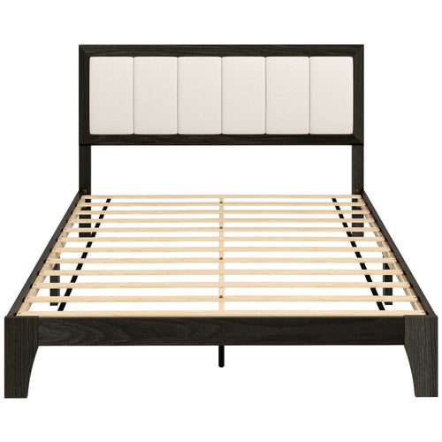 Full Bed Frame with Headboard Full Size Platform Bed Frame with Wooden Slats No Box Spring Needed Easy Assembly Walnut - luxuryhomedecoridea.com