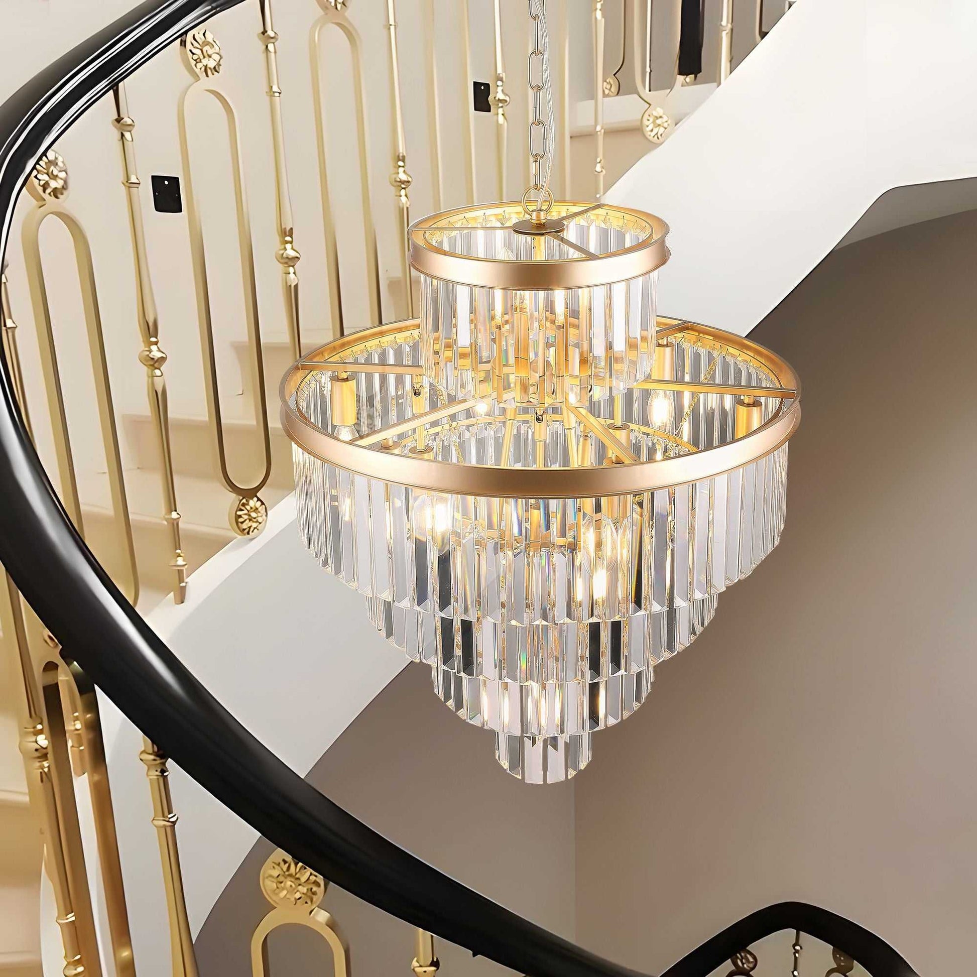 Golden Luxury Crystal Chandelier Modern Chandeliers Lights Fixture Hanging Pendant Light Fixture for Dining Room Bedroom Living Room Dia 23.6 Inch-Gold - luxuryhomedecoridea.com
