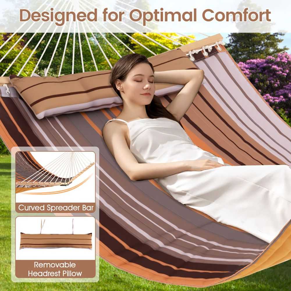 Patio Hammock Foldable Swing Chair Bed with Detachable Pillow - luxuryhomedecoridea.com