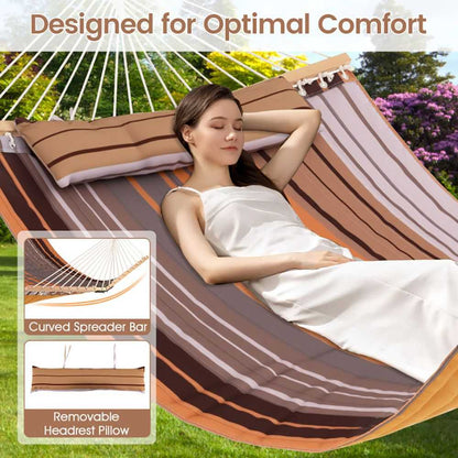 Patio Hammock Foldable Swing Chair Bed with Detachable Pillow - luxuryhomedecoridea.com