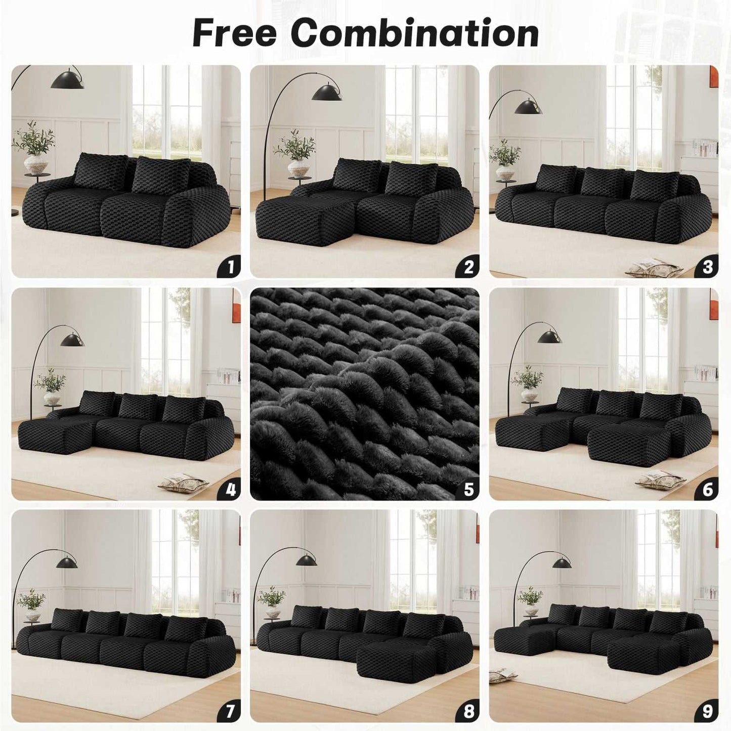 82" Modern Modular Sectional Sofa - Flannelette 2-Seater Couch with Deep Seat - luxuryhomedecoridea.com