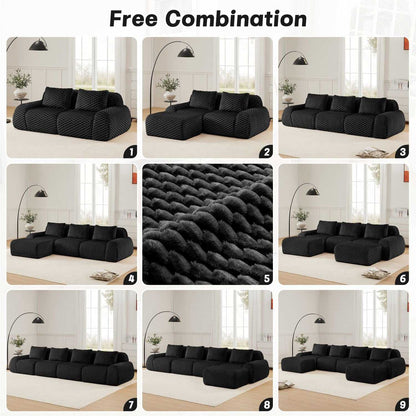 82" Modern Modular Sectional Sofa - Flannelette 2-Seater Couch with Deep Seat - luxuryhomedecoridea.com