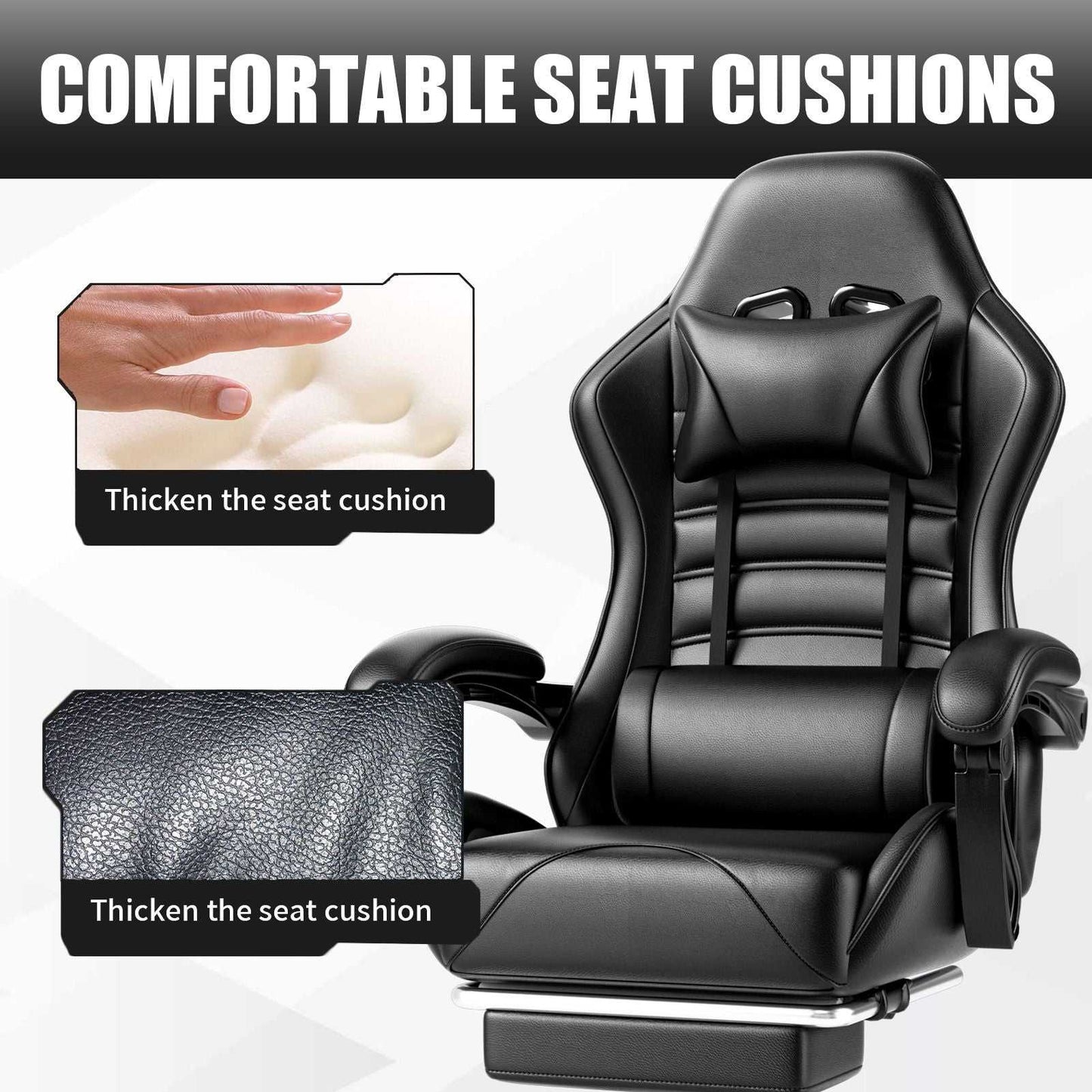 Ergonomic Gaming Chair for Adults, Comfortable Computer Chair for Heavy People, Adjustable Height Office Desk Chair with Wheels, Breathable Leather Video Game Chairs - luxuryhomedecoridea.com