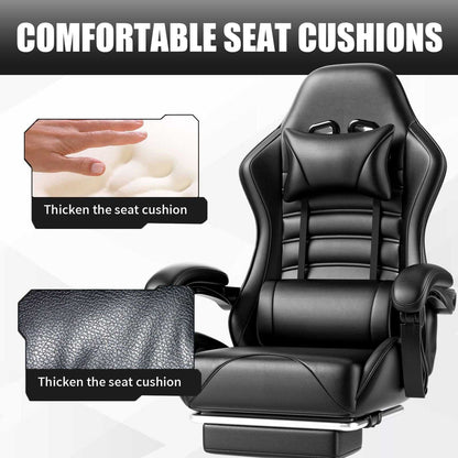 Ergonomic Gaming Chair for Adults, Comfortable Computer Chair for Heavy People, Adjustable Height Office Desk Chair with Wheels, Breathable Leather Video Game Chairs - luxuryhomedecoridea.com