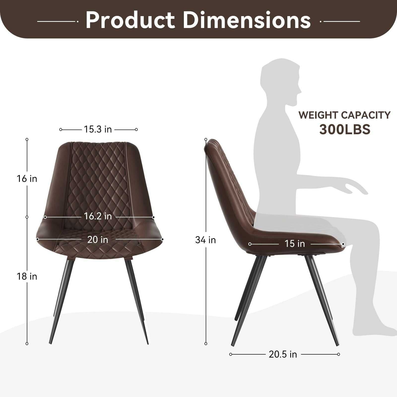 Modern Dining Chairs Set of 2, Top PU Leather Upholstered Dining Room Chairs with Metal Legs, Ergonomic Kitchen Chairs for Kitchen Dinning Room - luxuryhomedecoridea.com