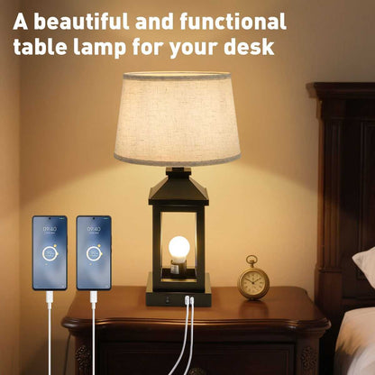 20.5in Black Farmhouse Bedside Table Lamp for Living Room, 3-Way Dimmable Touch Control Modern Nightstand Lamp with 2 Light for Bedroom, Home, Office(Bulbs Included) - luxuryhomedecoridea.com