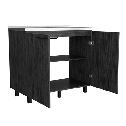 Utility Sink Cabinet Burwood, Kitchen, Smokey Oak - luxuryhomedecoridea.com