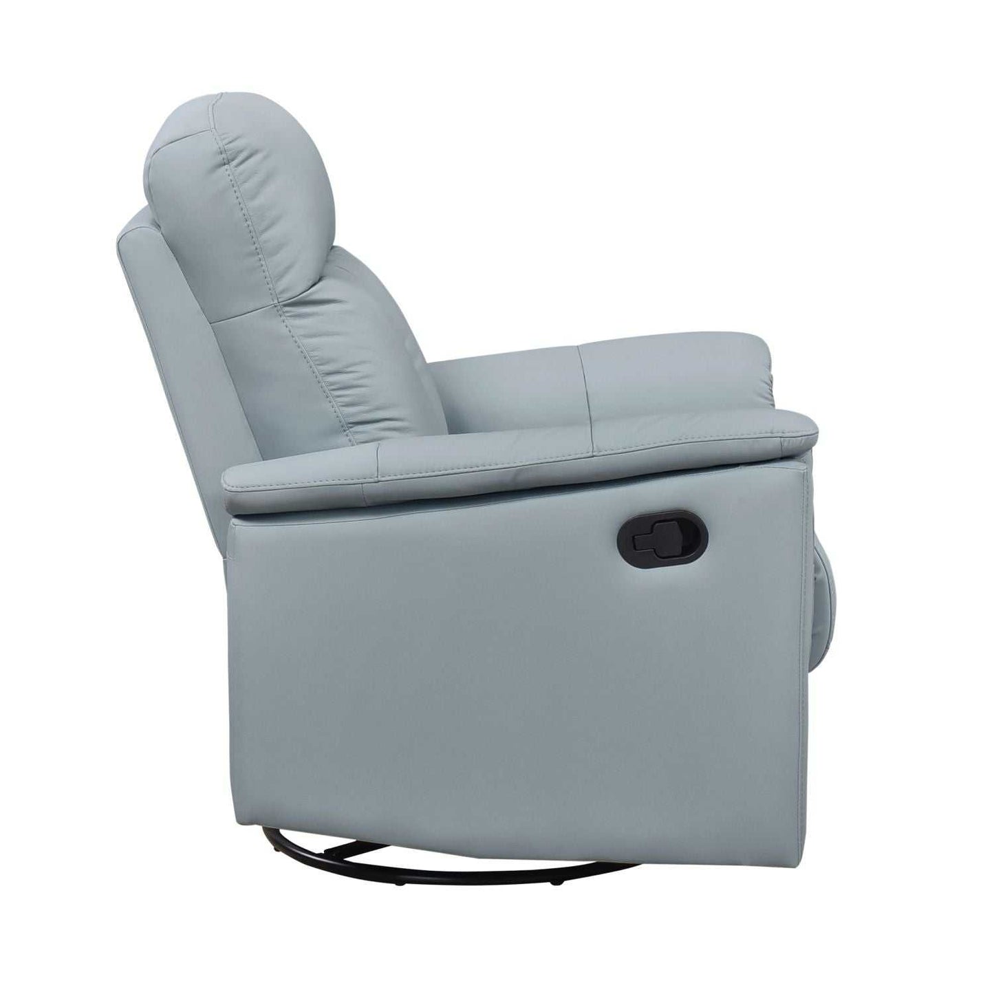 Blue Leather Upholstered Swivel Glider Reclining Chair Luxury Living Room Furniture Comfort Chair 1pc Plush Comfort - luxuryhomedecoridea.com