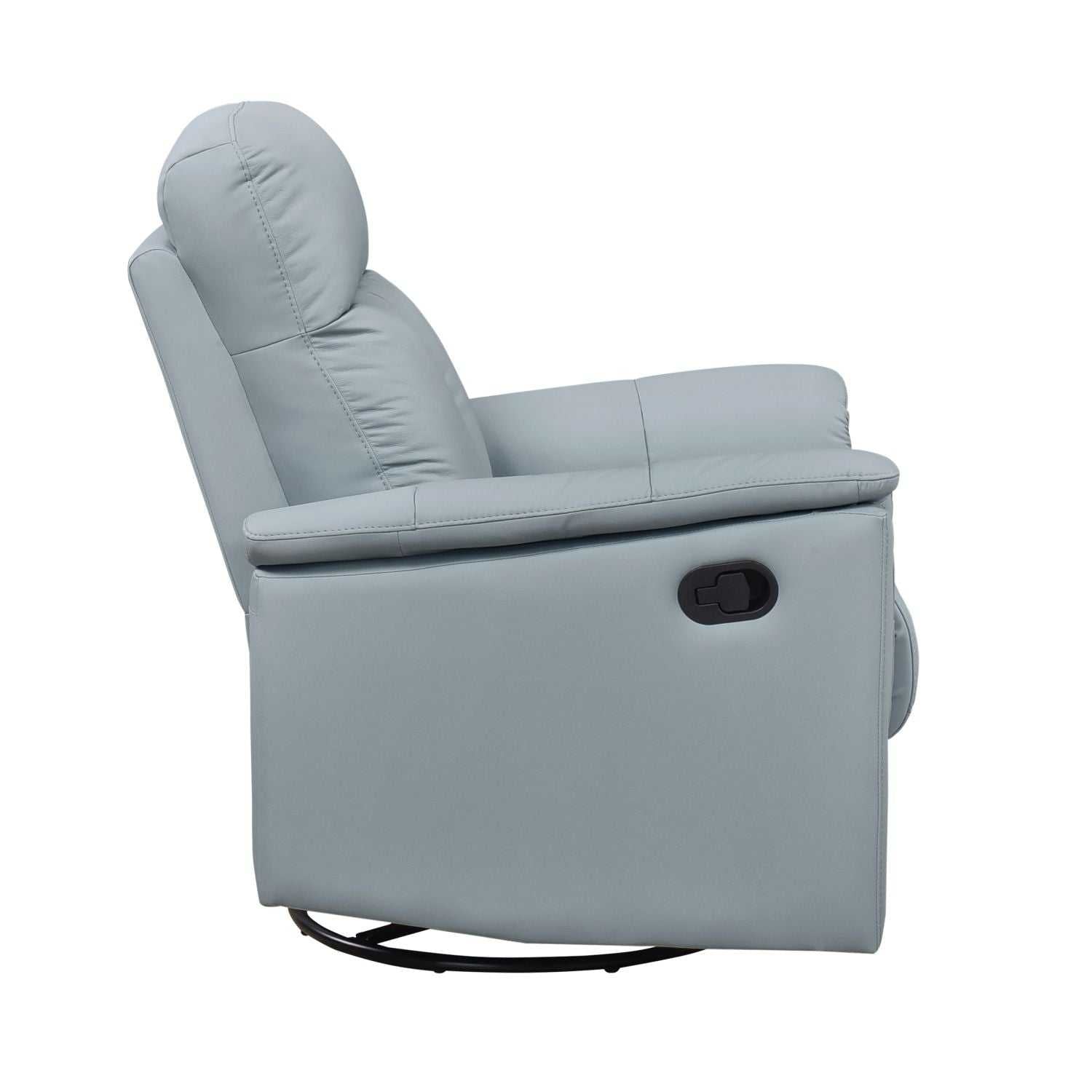 Blue Leather Upholstered Swivel Glider Reclining Chair Luxury Living Room Furniture Comfort Chair 1pc Plush Comfort - luxuryhomedecoridea.com