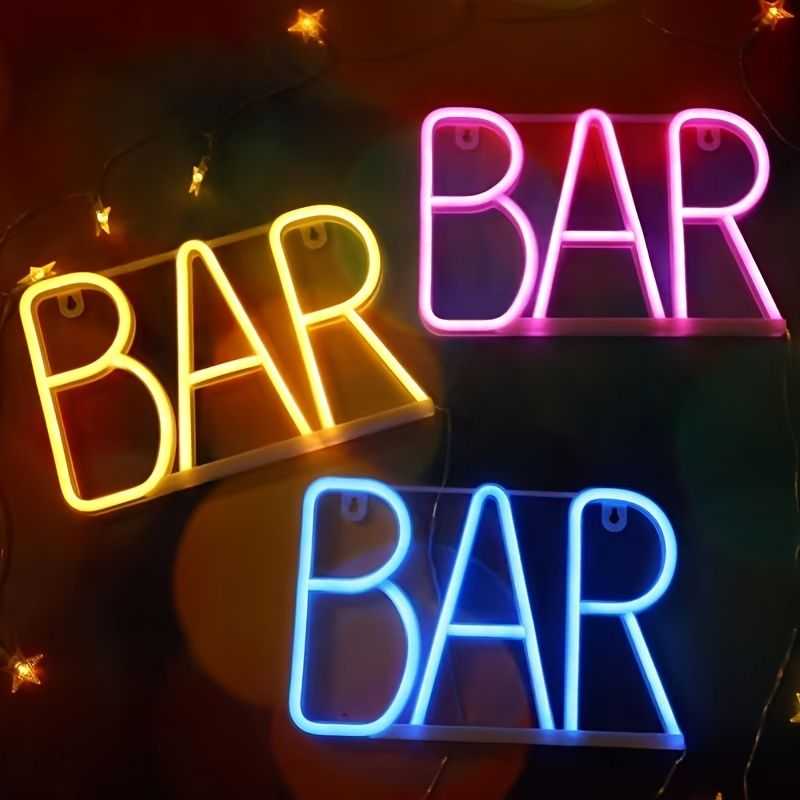 1pc, BAR Neon Light, LED Business Bar Sign Light On Off Switch Open Bright Light Neon, Without Battery - luxuryhomedecoridea.com