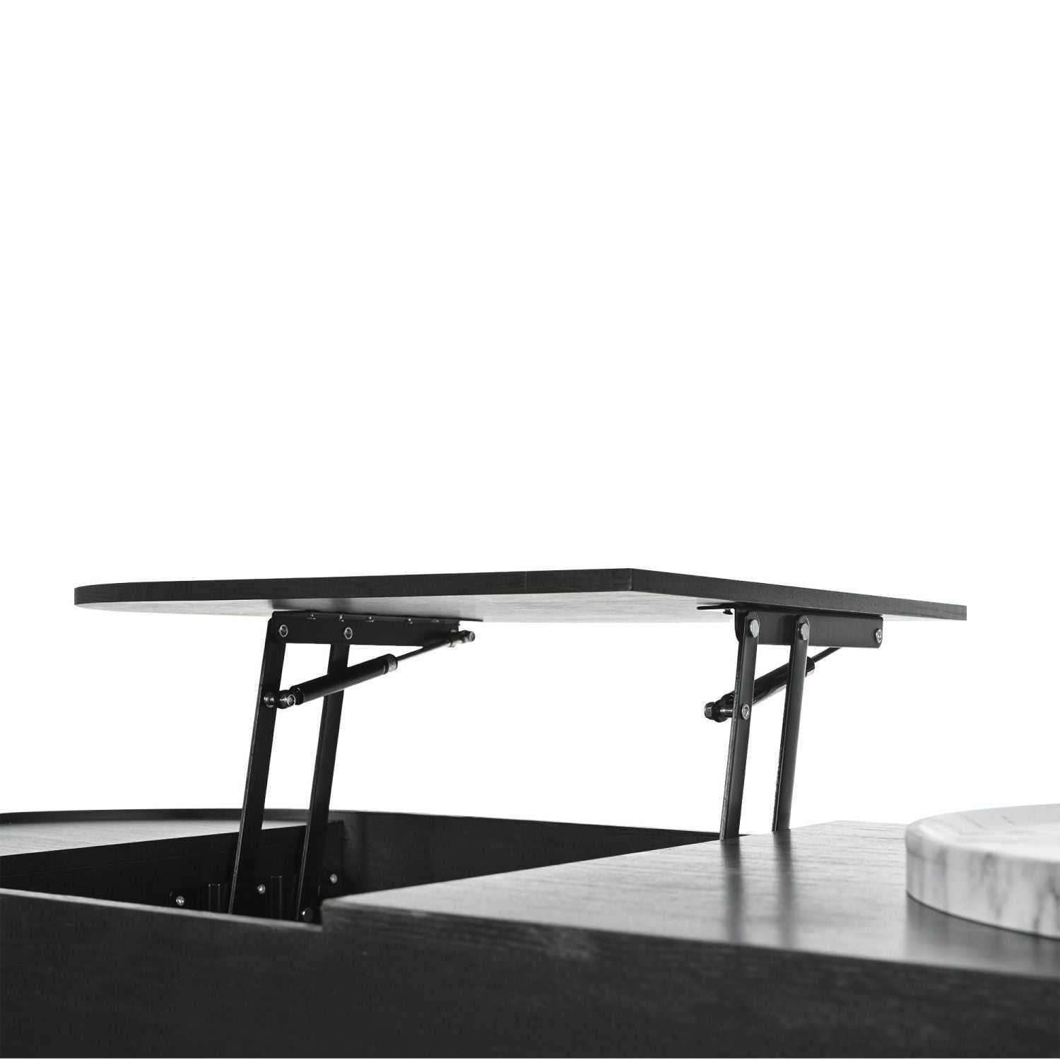 U-Can 47.2''Lift Top Coffee Table with 360-degree Marble-patterned rotating tray,Hidden Compartment, Partially Assembled Wooden Center Table, Modern Oval Lift Tabletop for Home Living Room - luxuryhomedecoridea.com