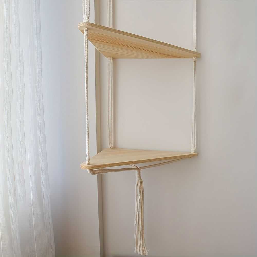1pc,Boho Triangle Shelves Wall Decor - Plant Hanger, Candle Holder, and Home Decor for Living Room and Bedroom - luxuryhomedecoridea.com