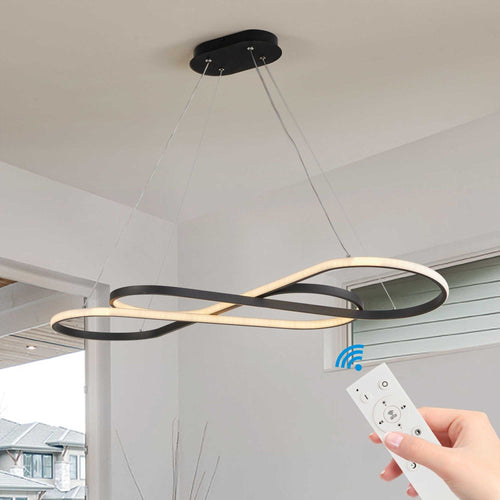 39" Modern LED Pendant Light, Infinity Design Hanging Ceiling Fixture, Adjustable Height, Dimmable for Living Room, Dining Room, Bedroom, Black Finish - luxuryhomedecoridea.com