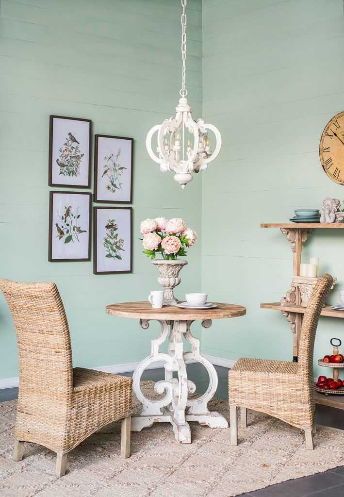 French Country Wood Chandelier, 6-Light Farmhouse Pendant Light Fixture with Adjustable Chain for Kitchen Foyer Hallway Entryway, Bulb Not Included - luxuryhomedecoridea.com