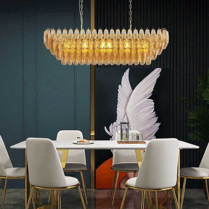 Modern Chandeliers for Dining Room, 54" Large Rectangle Gold Kitchen Chandelier Over Table, 12-Light with Smoke Glass Ceiling Lights, Farmhouse Pendant Lighting Fixture for Living Room Bedroom - luxuryhomedecoridea.com