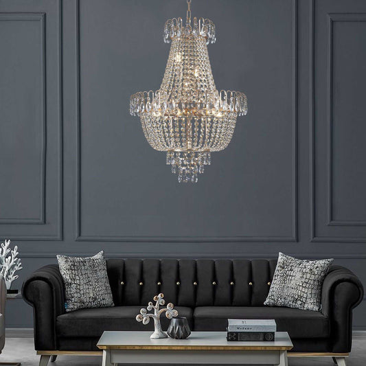 (Same as W1340P143189)Gold Crystal Chandeliers,Large Contemporary Luxury Ceiling Lighting for Living Room Dining Room Bedroom Hallway (Without Bulb) - luxuryhomedecoridea.com