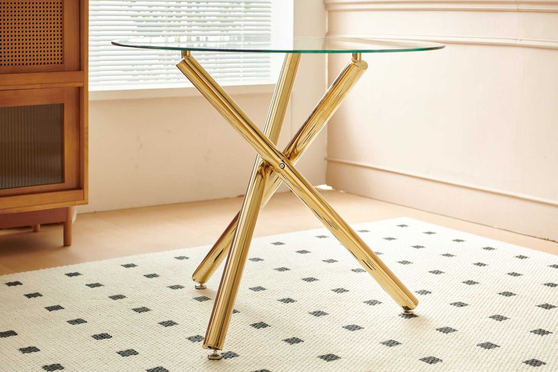 42.1" Table Mid-century Dining Table for 4-6 people With Round Mdf Table Top, Pedestal Dining Table, End Table Leisure Coffee Table,cross leg - luxuryhomedecoridea.com
