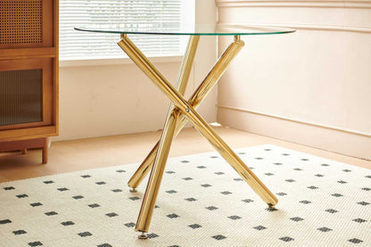 42.1" Table Mid-century Dining Table for 4-6 people With Round Mdf Table Top, Pedestal Dining Table, End Table Leisure Coffee Table,cross leg - luxuryhomedecoridea.com