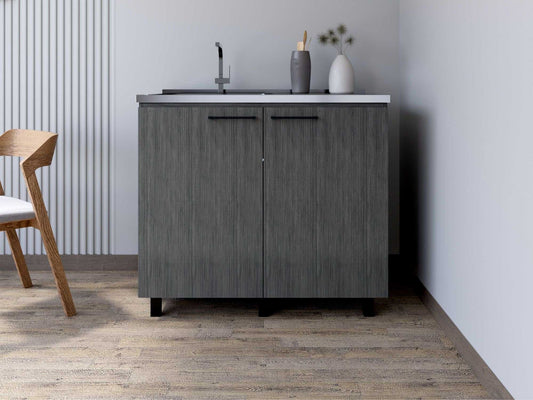 Utility Sink Cabinet Burwood, Kitchen, Smokey Oak - luxuryhomedecoridea.com