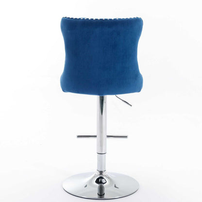 Swivel Velvet Barstools Adjusatble Seat Height from 25-33 Inch, Chrome base Bar Stools with Backs Comfortable Tufted for Home Pub and Kitchen Island,Set of 2,AS1712BL,Blue - luxuryhomedecoridea.com
