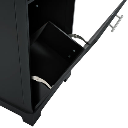 Fluted Kitchen Island with Trash Can Storage Cabinet, Power Outlet, Internal Storage Rack, Rolling Kitchen Islands on 5 Wheels with 3 Drawer, 3 Open Side Racks for 10 Gallon Garbage Bin - luxuryhomedecoridea.com