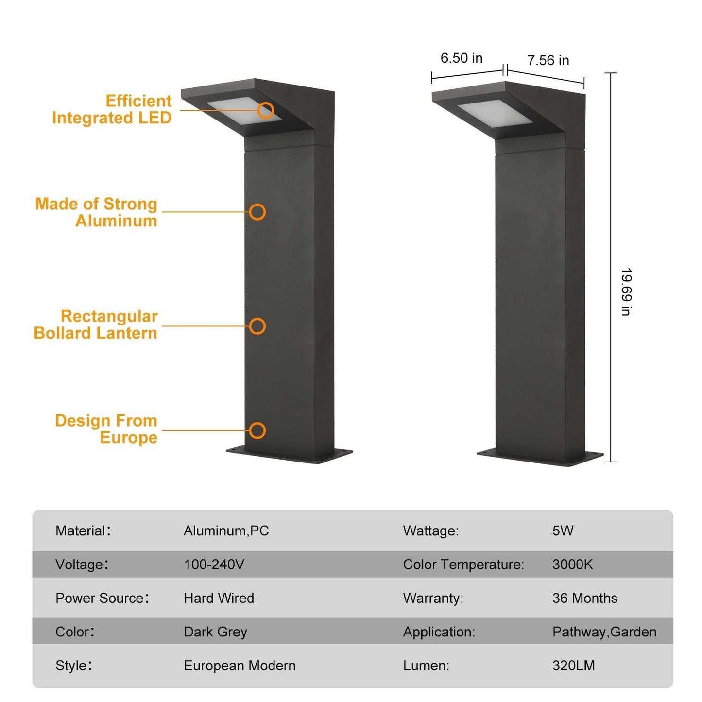 Outdoor Landscape Path Lights LED Driveway Light with Waterproof Bollard Lights for Garden Lawn Courtyard 15108 - luxuryhomedecoridea.com