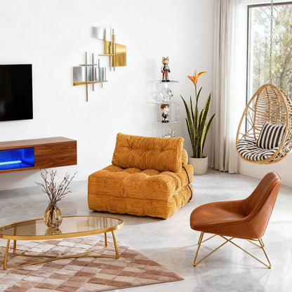 Modern Memory Foam Compressed Sofa Chair,Folding Sofa Bed, Convertible Sleeping Chair With Backrest Support And Soft Corduroy Fabric,Fold Couch Bed With Pillow For Small Spaces - luxuryhomedecoridea.com