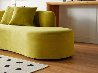 90" Curved Sofa with Throw Pillows, 4 Seater Luxury Velvet Couch with Half Moon Design and High-Density Foam, Ideal for Modern Living Room, Office & Apartment, Olive Green - luxuryhomedecoridea.com