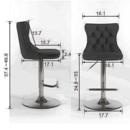 Swivel Velvet Barstools Adjusatble Seat Height from 25-33 Inch, Chrome base Bar Stools with Backs Comfortable Tufted for Home Pub and Kitchen Island,Set of 2,AS1712BL,Blue - luxuryhomedecoridea.com
