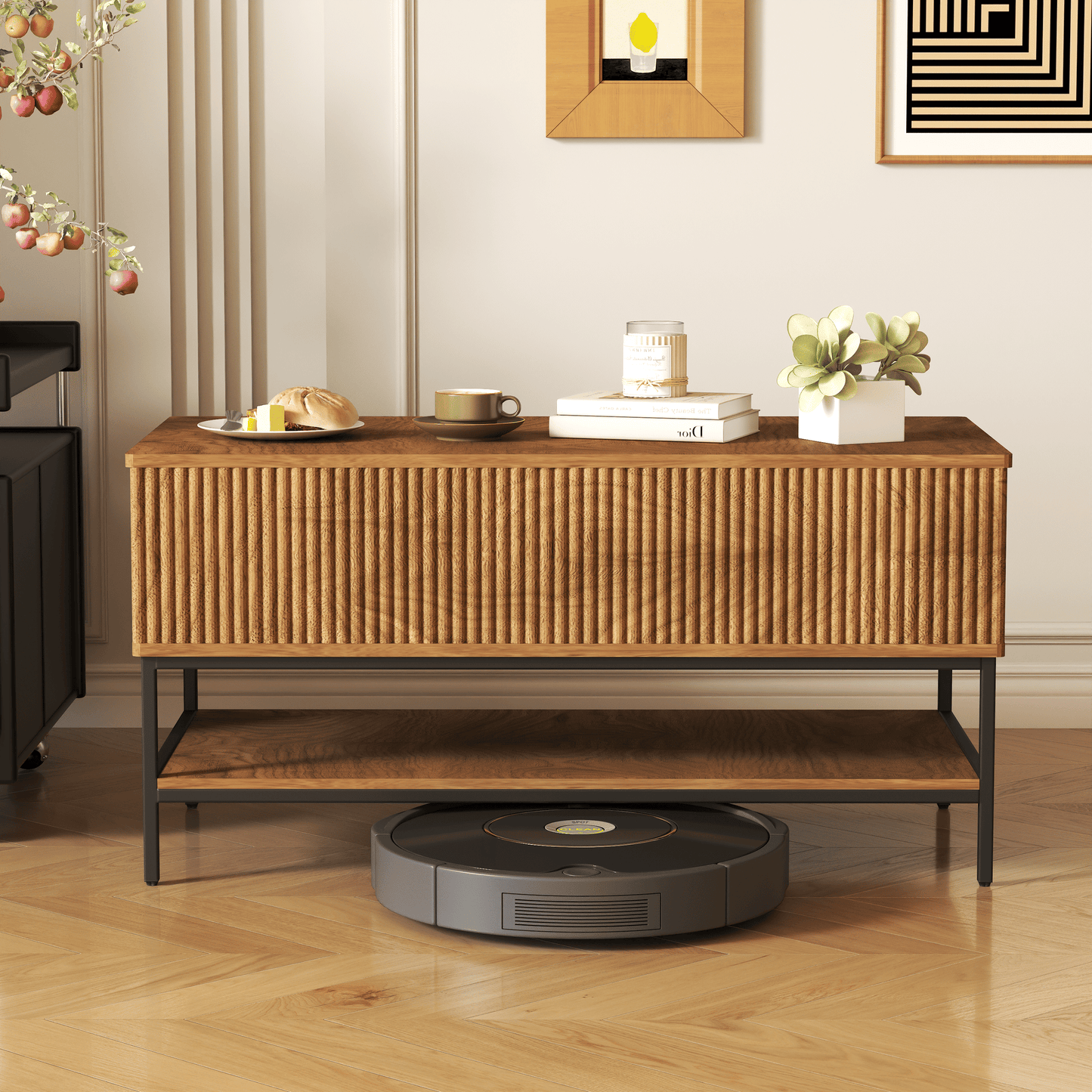 Lift Top Coffee Table 39.4 Inch Rectangle, Farmhouse Style with Hidden Storage & Lower Shelf, Sturdy Steel Legs, Easy Assembly for Living Room, Rustic Brown - luxuryhomedecoridea.com