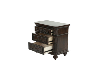 Traditional Antique Walnut 1pc Nightstand Bedroom Furniture Cherry Veneer 2-Drawers Hanging Pull Bedside Table - luxuryhomedecoridea.com