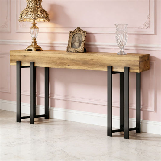 Main console, wooden sofa table, hallway table, foyer table, dining table, with industrial and modern styles luxury home decor