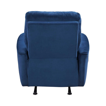 Modern Living Room 1pc Power Rocker Reclining Chair Blue Velvet Upholstery Solid Wood Frame Luxury Home Furniture - luxuryhomedecoridea.com