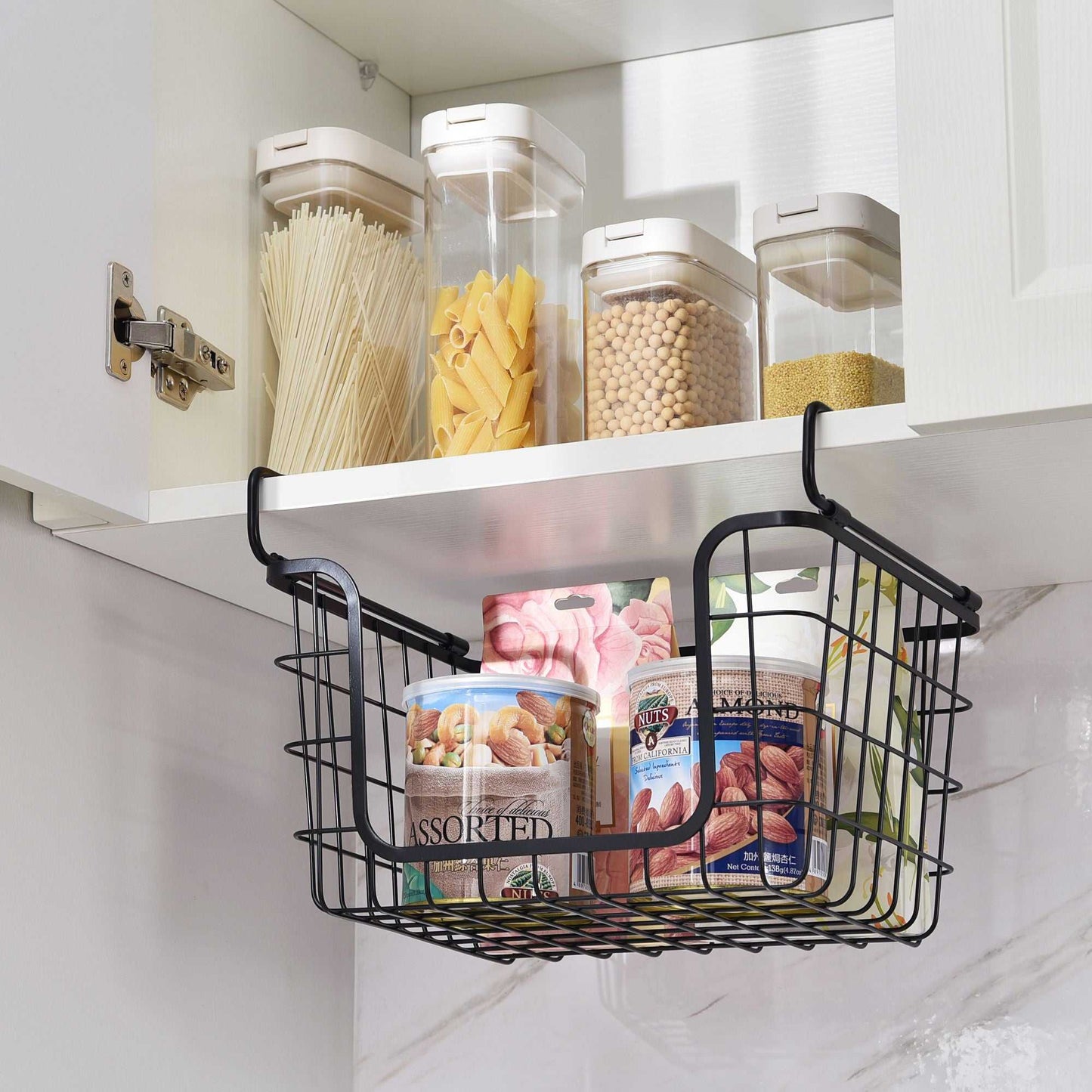 Oceanstar Stackable Metal Wire Storage Basket Set for Pantry, Countertop, Kitchen or Bathroom – Black, Set of 3 - luxuryhomedecoridea.com