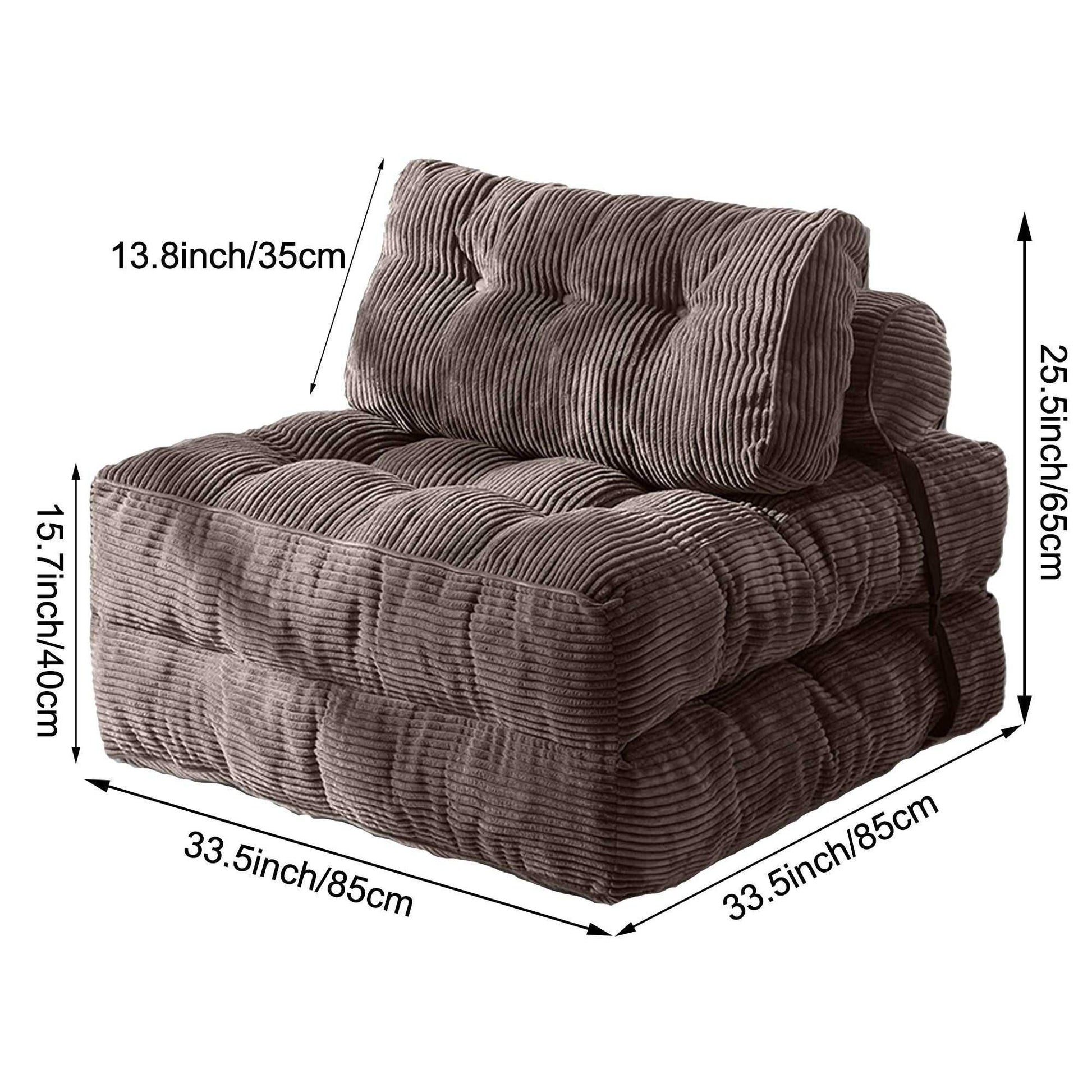 Modern Memory Foam Compressed Sofa Chair,Folding Sofa Bed, Convertible Sleeping Chair With Backrest Support And Soft Corduroy Fabric,Fold Couch Bed With Pillow For Small Spaces - luxuryhomedecoridea.com