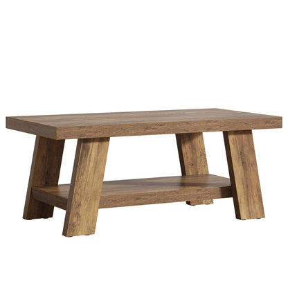 Coffee Table, Farmhouse 2-tier Center Table with Storage - luxuryhomedecoridea.com