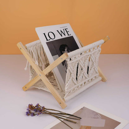 Xemussa 1pc Newspaper Baskets, Magazine Rack, Cotton Rope Woven Magazine Holder, Standing Boho Basket, Book Basket for Newspapers, Magazines, Books, Living Room, Bathroom, Office - luxuryhomedecoridea.com