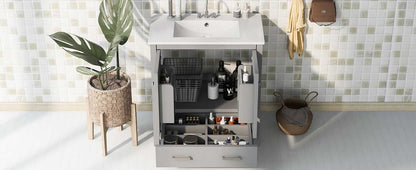 30" Bathroom Vanity with Single Sink, Combo Cabinet Undermount Sink, Bathroom Storage Cabinet with 2 Doors and a Drawer, Soft Closing, Multifunctional Storage, Solid Wood Frame - luxuryhomedecoridea.com