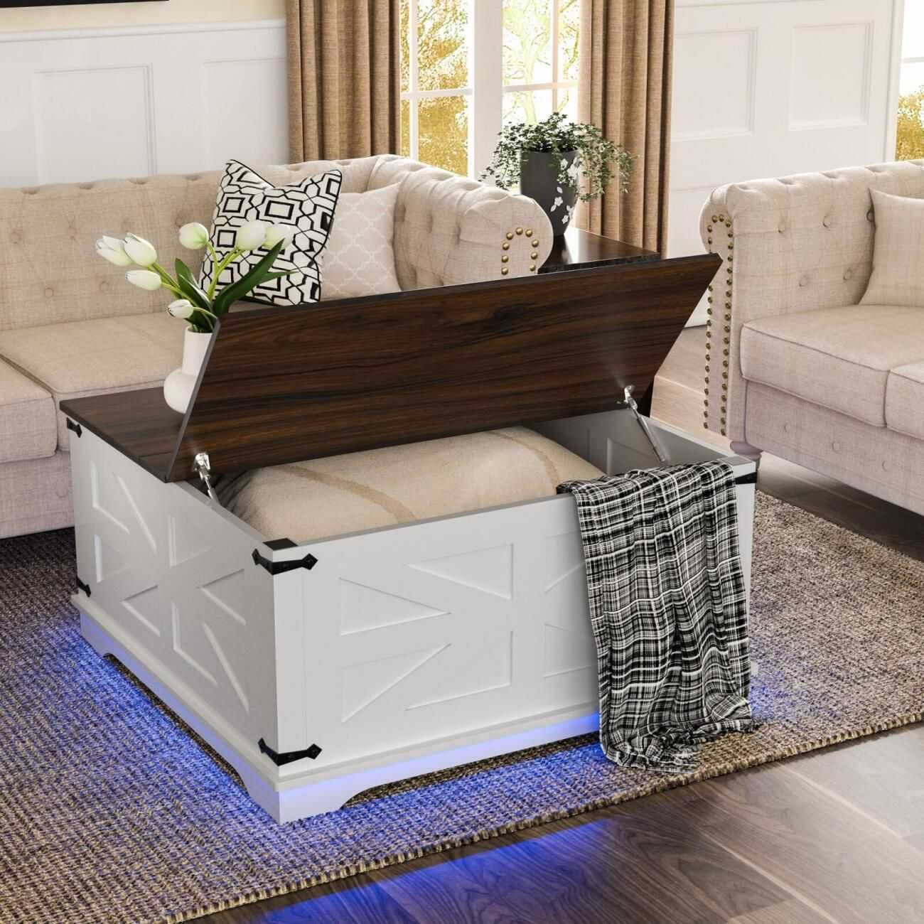 36" Farmhouse Coffee Table with Lift-Top, USB Charging Station & Hidden Storage - Sturdy Wooden Base, - luxuryhomedecoridea.com