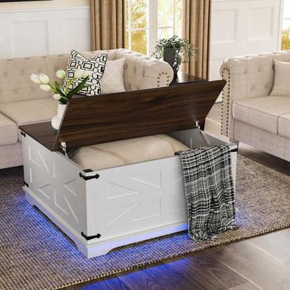 36" Farmhouse Coffee Table with Lift-Top, USB Charging Station & Hidden Storage - Sturdy Wooden Base, - luxuryhomedecoridea.com