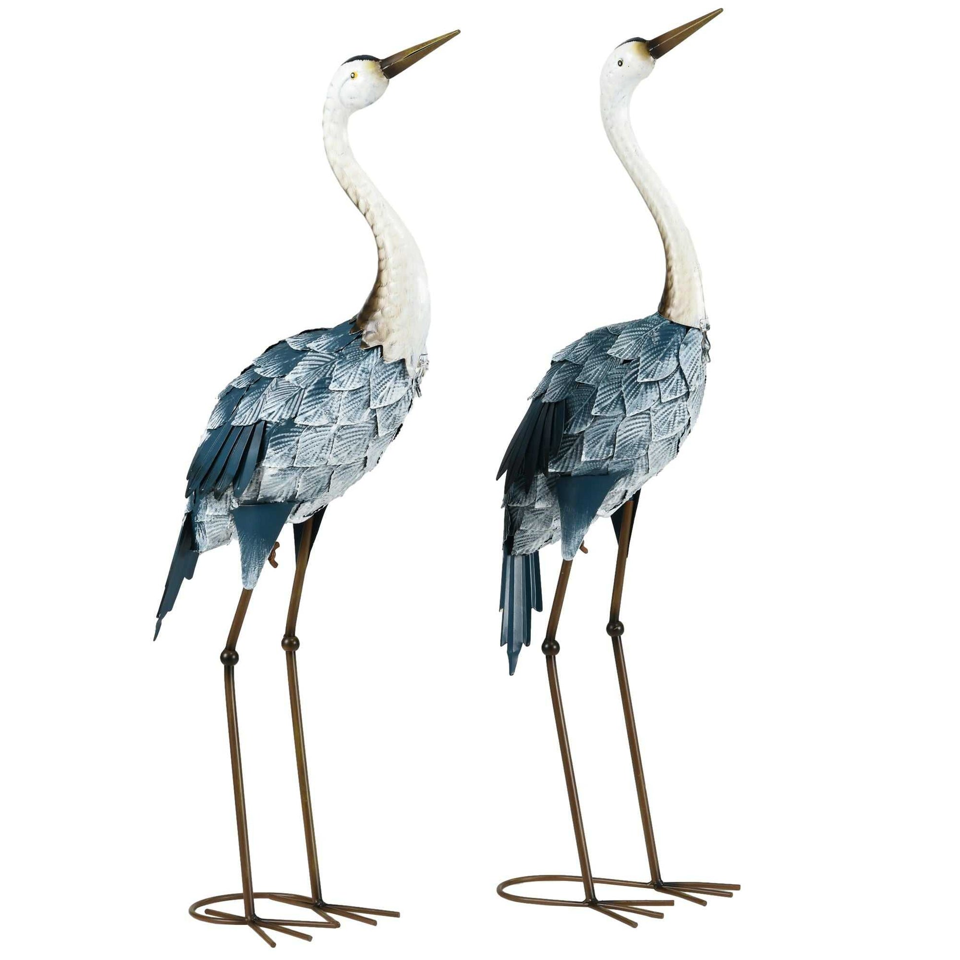 2-Piece Crane Garden Sculptures Blue for Lawn Patio Backyard Decoration 28.5"-29" - luxuryhomedecoridea.com