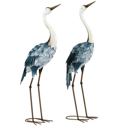 2-Piece Crane Garden Sculptures Blue for Lawn Patio Backyard Decoration 28.5"-29" - luxuryhomedecoridea.com