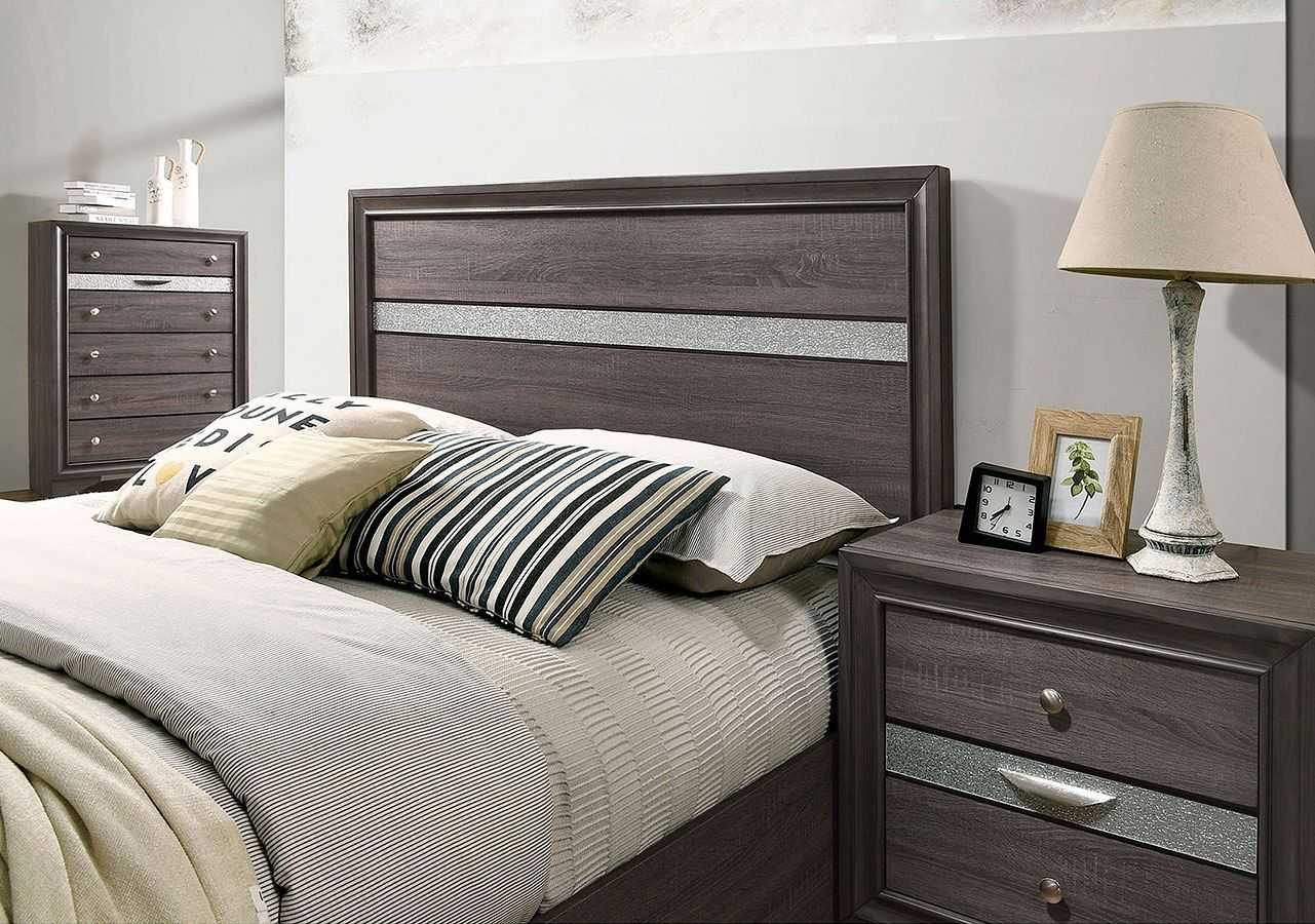 Contemporary 1pc Nightstand Gray Finish Silver Accents Hidden Jewelry Drawer Nickel Round Knob Bedside Table Bedroom Furniture - luxuryhomedecoridea.com