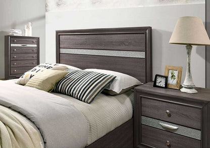 Contemporary 1pc Nightstand Gray Finish Silver Accents Hidden Jewelry Drawer Nickel Round Knob Bedside Table Bedroom Furniture - luxuryhomedecoridea.com