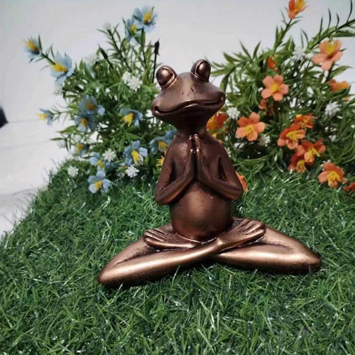 1pc Miniature Meditation Yoga Frog Resin Statue, For Desktop Living Room Bedroom Office Book Shelf Garden Outdoor Decoration, Home Decoration - luxuryhomedecoridea.com