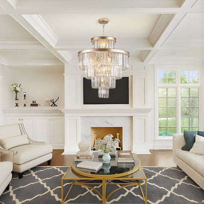 Golden Luxury Crystal Chandelier Modern Chandeliers Lights Fixture Hanging Pendant Light Fixture for Dining Room Bedroom Living Room Dia 23.6 Inch-Gold - luxuryhomedecoridea.com